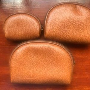 Leather cosmetic bags 3 in 1 great for travel, vacation, cosmetics